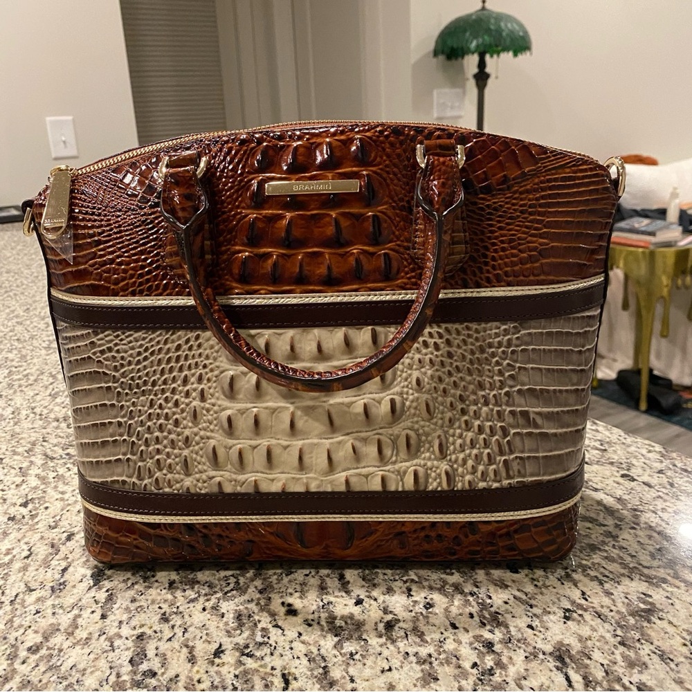 Brahmin Duxbury Satchel Savino Carlsen Genuine Leather